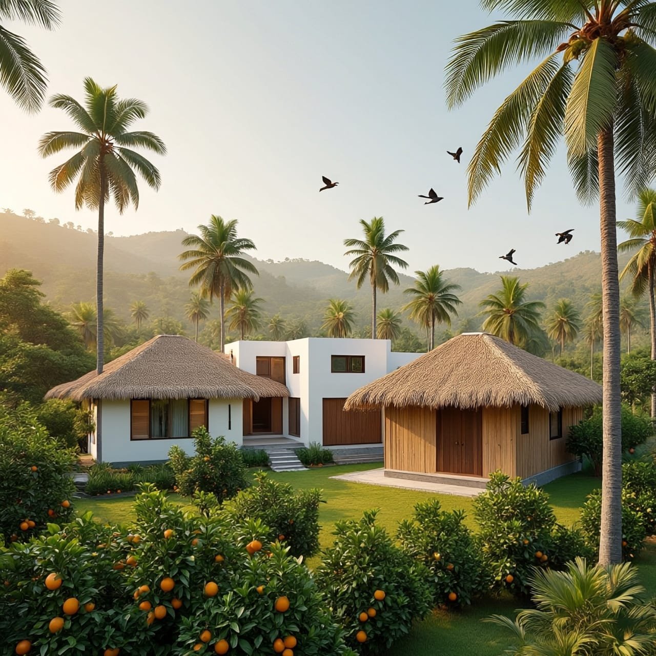 Tree-lined green spaces and nature zones at Crescent Hills Valley